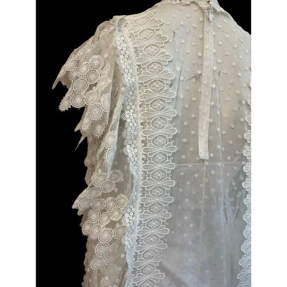 Burberry 2 Sheer White Lace Tulle Dress Polka Dot Scalloped Embroidered NWT - Picture 4 of 8